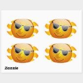 Sticker Ovale Soleil Cool Soleil brillant Sourire Chaleur été (Feuille)
