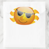 Sticker Ovale Soleil Cool Soleil brillant Sourire Chaleur été (Sac)