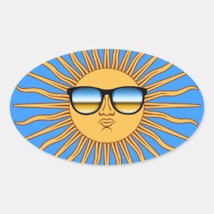 Sticker Ovale Soleil en nuages