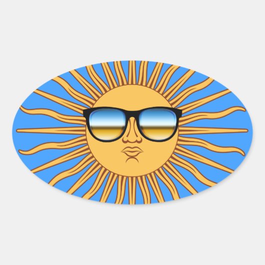 Sticker Ovale Soleil en nuages (Devant)