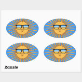 Sticker Ovale Soleil en nuages (Feuille)