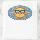 Sticker Ovale Soleil en nuages (Sac)