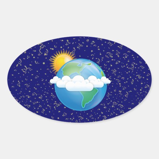 Sticker Ovale Soleil et Terre - (Devant)