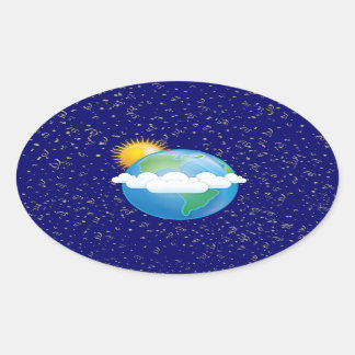 Sticker Ovale Soleil et Terre -
