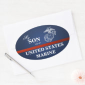 Sticker Ovale Son est une Marine (Enveloppe)