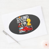 Sticker Ovale Son L'alarme Je suis 2 pompier Moteur d'incendie (Enveloppe)