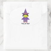 Sticker Ovale Sorcière mignonne - Trick ou traitement (Sac)