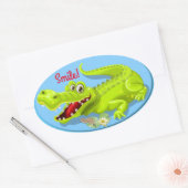 Sticker Ovale Souriez de crocodile ! (Enveloppe)