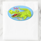Sticker Ovale Souriez de crocodile ! (Sac)