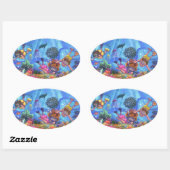 Sticker Ovale Sous la mer (Feuille)
