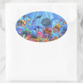 Sticker Ovale Sous la mer (Sac)