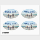 Sticker Ovale Souvenir de Myrtle Beach modifiable pour n'importe (Feuille)