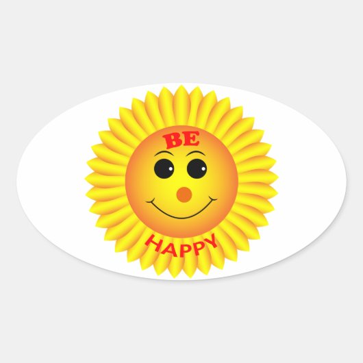 Sticker Ovale Soyez heureux (Devant)