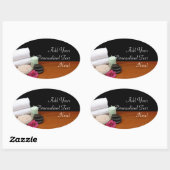 Sticker Ovale Spa/Massage/Pedicure Salon Scène Noir/Couleur (Feuille)