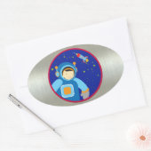 Sticker Ovale Spaceboy Floating Outside the Spaceship (Enveloppe)