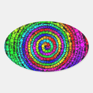 Sticker Ovale Spirale arc-en-ciel
