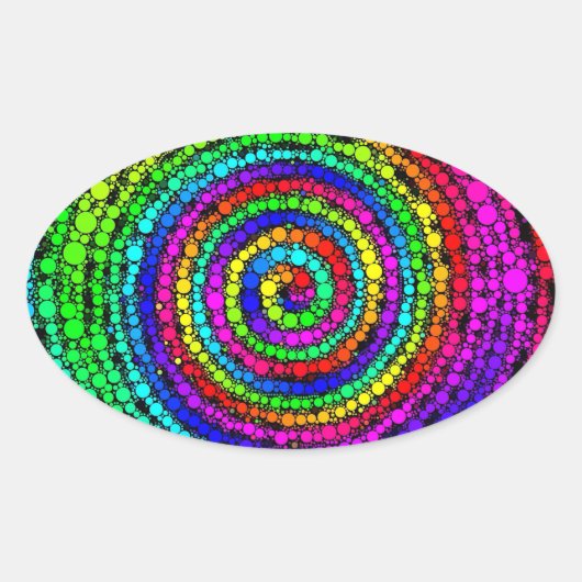 Sticker Ovale Spirale arc-en-ciel (Devant)