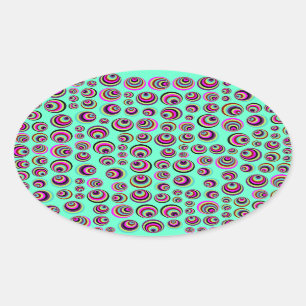 Sticker Ovale Spots psychiques colorés + votre arrière - plan &