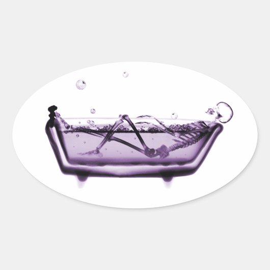 Sticker Ovale Squelette violet X-Ray dans bain (Devant)