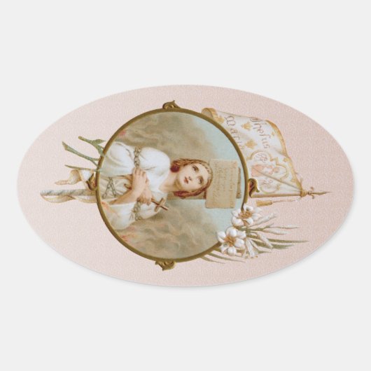 Sticker Ovale St. Jeanne d'Arc brûlé à l'emprise (BF 01) (Devant)