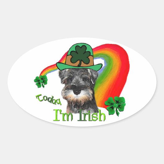 Sticker Ovale St patrick Schnauzer miniature (Devant)