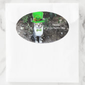 STICKER OVALE ST PATRICK'S DAY CHAT AVEC LE CASQUETTE LEPRECHAUN (Sac)
