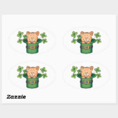 Sticker Ovale St. Patricks Kitty (Feuille)