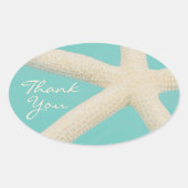 Sticker Ovale Starfish élégante plage de l'océan crème turquoise (Devant)