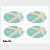 Sticker Ovale Starfish élégante plage de l'océan crème turquoise (Feuille)