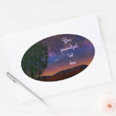 Sticker Ovale Starry Night Landscape - avec texte personnalisabl (Enveloppe)