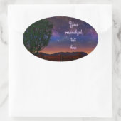 Sticker Ovale Starry Night Landscape - avec texte personnalisabl (Sac)