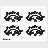 Sticker Ovale Statue d'Art Pop Noir & Blanc de la Liberté (Feuille)