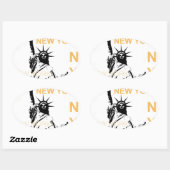 Sticker Ovale Statue de la Liberté de New York (Feuille)