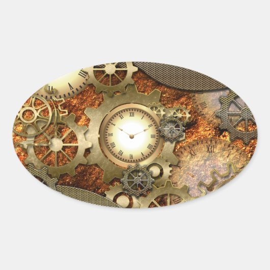 Sticker Ovale Steampunk, design steampunk génial (Devant)