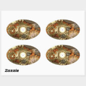 Sticker Ovale Steampunk, design steampunk génial (Feuille)