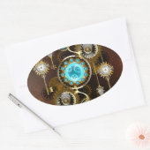 Sticker Ovale Steampunk Rusty Background (Enveloppe)