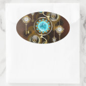 Sticker Ovale Steampunk Rusty Background (Sac)