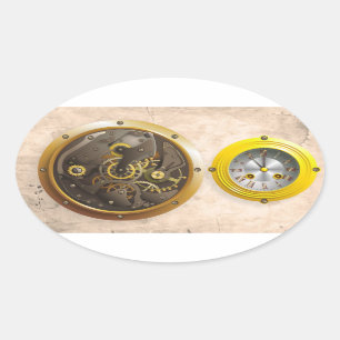 Sticker Ovale Steampunk Uhr