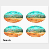 Sticker Ovale Stearns Wharf - Père Noël Barbara, CA (Feuille)