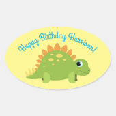 Sticker Ovale Stegosaurus Dinosaur fête d'anniversaire (Devant)