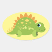Sticker Ovale Stegosaurus Dinosaur Merci de fête d'anniversaire (Devant)