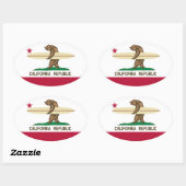 Sticker Ovale Stick Oval de l'ours de surfeur de Californie (Feuille)