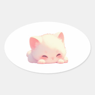 Sticker Ovale Stick ovale Chat couché mou