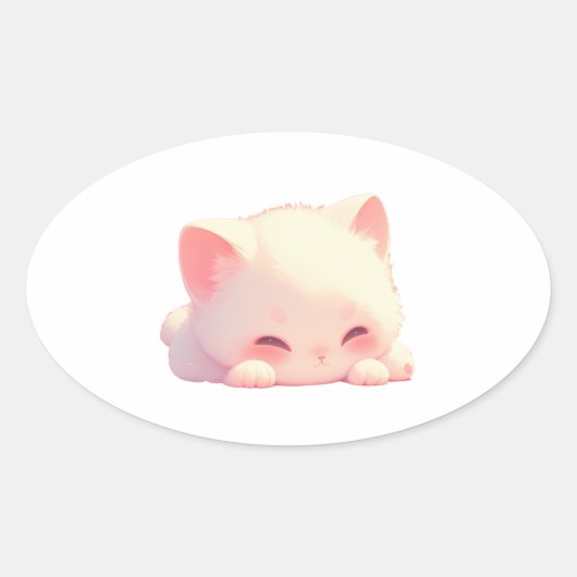 Sticker Ovale Stick ovale Chat couché mou (Devant)