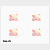 Sticker Ovale Stick ovale Chat couché mou (Feuille)