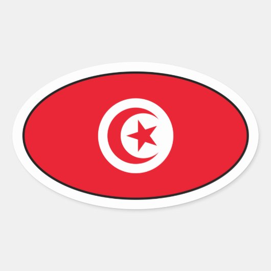 Sticker Ovale Stick ovale du drapeau tunisien (Devant)