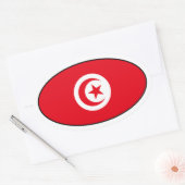 Sticker Ovale Stick ovale du drapeau tunisien (Enveloppe)