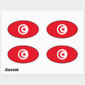 Sticker Ovale Stick ovale du drapeau tunisien (Feuille)