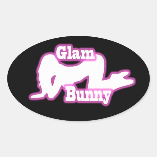 Sticker Ovale Stick ovale rose de lapin de Glam (Devant)