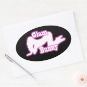 Sticker Ovale Stick ovale rose de lapin de Glam (Enveloppe)